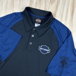 Harley Davidson Blue Black Polo Shirt Short Sleeve Florence KY Size L